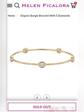 Helen Ficalora Gold Bracelet with 5 Diamonds